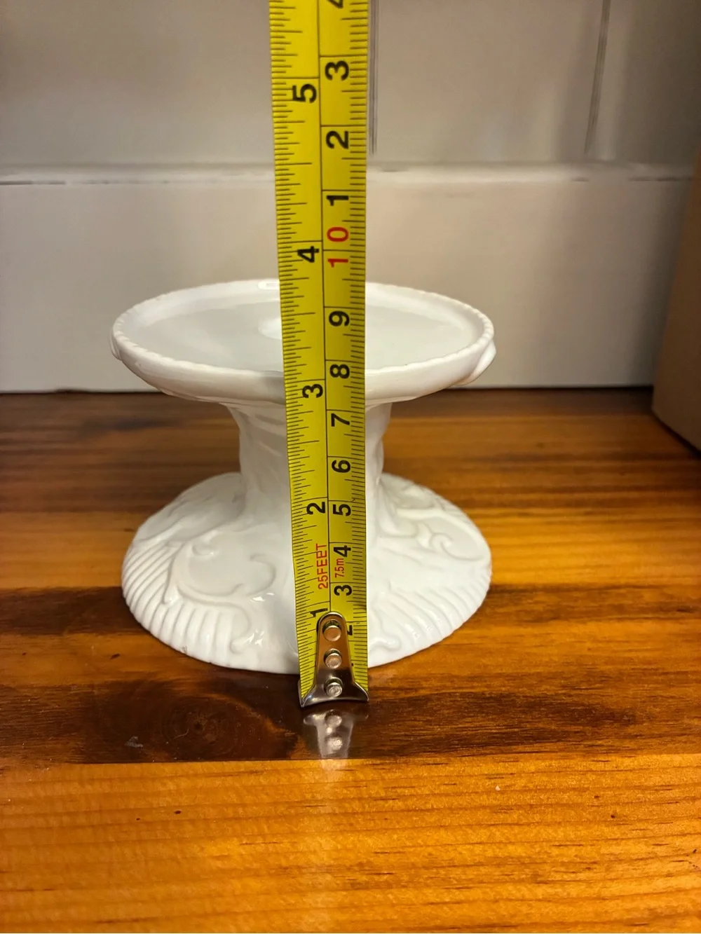 Vintage Bordallo Pinheiro WhiteCeramic Candle Holder Pillar Candlestick Portugal